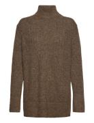 Yassalum Ls High-Neck Pullover Slit S. Tops Knitwear Turtleneck Brown YAS