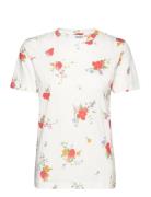 Slfsunna Ss Printed Tee Tops T-shirts & Tops Short-sleeved White Selected Femme