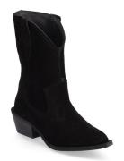 Biamona Western Boot Mid Suede Shoes Boots Ankle Boots Ankle Boots With Heel Black Bianco