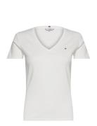 Slim Cody Rib V-Neck Ss Tops T-shirts & Tops Short-sleeved White Tommy Hilfiger