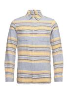Custom Fit Horisontal Striped Shirt Tops Shirts Casual Blue Knowledge Cotton Apparel