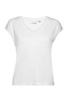 Vimodala V-Neck S/S Top - Noos Tops T-shirts & Tops Short-sleeved White Vila