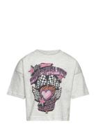 Top Danni Cropped Print Tops T-Kortærmet Skjorte Grey Lindex