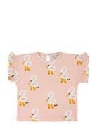 Pelican All Over Ruffle T-Shirt Tops T-Kortærmet Skjorte Pink Bobo Choses