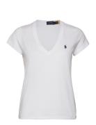 Cotton Jersey V-Neck Tee Tops T-shirts & Tops Short-sleeved White Polo Ralph Lauren