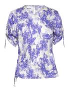 Joshua - Disrupted Flowers Tops T-shirts & Tops Short-sleeved Blue Day Birger Et Mikkelsen