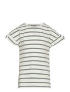 T-Shirt Ss Stripe Tops T-Kortærmet Skjorte Green Creamie