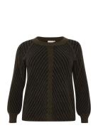 Kcvery Knit Pullover Tops Knitwear Jumpers Green Kaffe Curve