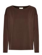 Ellemw Boxy Blouse Tops Blouses Long-sleeved Brown My Essential Wardrobe
