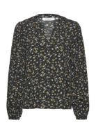 Mschbellaris Jalina Top Aop Tops Blouses Long-sleeved Black MSCH Copenhagen