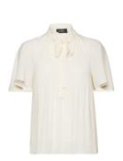 Pleated Georgette Blouse Tops Blouses Short-sleeved Cream Lauren Ralph Lauren