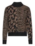 Vmvera Animal Ls Highneck Pullover Bf Tops Knitwear Jumpers Black Vero Moda