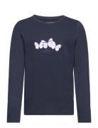 Printed Longsleeve Tops T-shirts Long-sleeved T-Skjorte Navy Tom Tailor