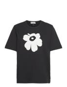 Erna Ii Unikko Placement Tops T-shirts & Tops Short-sleeved Black Marimekko