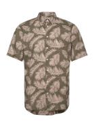 Cfanton Ss Palm Printed Shirt Tops Shirts Short-sleeved Khaki Green Casual Friday