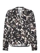 Slfjustine Ls Aop Top B Tops Blouses Long-sleeved Black Selected Femme