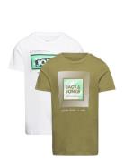 Jcogalaxy Tee Ss Crew Neck 2Pk Mp Jnr Tops T-Kortærmet Skjorte Multi/patterned Jack & J S