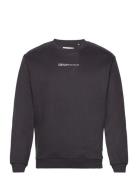 Crew Neck Sweater With Print Tops Sweatshirts & Hoodies Sweatshirts Black Tom Tailor