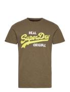 Vintage Vl Real Orig Od Tee Tops T-Kortærmet Skjorte Khaki Green Superdry