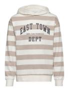 Striped Cotton-Blend Sweatshirt Tops Sweatshirts & Hoodies Hoodies Beige Mango