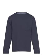 Long Sleeve Cotton T-Shirt Tops T-shirts Long-sleeved T-Skjorte Navy Mango