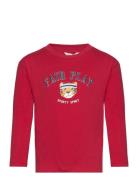 Printed Long Sleeve T-Shirt Tops T-shirts Long-sleeved T-Skjorte Red Mango