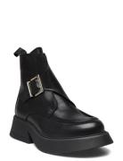 Biahailey Buckle Boot Crust Shoes Boots Ankle Boots Ankle Boots Flat Heel Black Bianco