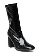 Biaellie Stretch Boot Patent Shoes Boots Ankle Boots Ankle Boots With Heel Black Bianco