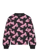 Tnbarbie Sweatshirt Aop Tops Sweatshirts & Hoodies Sweatshirts Black The New