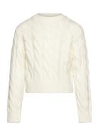 Kogcarla Ls Short Cable O-Neck Knt Tops Knitwear Pullovers Cream Kids Only