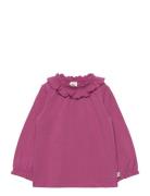 Cozy Me Frill Collar L/S T Baby Tops T-shirts Long-sleeved T-Skjorte Pink Müsli By Green Cotton