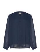 Caranine Life L/S Lace Shirt Wvn Tops Shirts Long-sleeved Blue ONLY Carmakoma