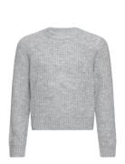 Sweater Knitted Solid Melange Tops Knitwear Pullovers Grey Lindex