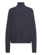 Co Cardigan Stitch Funnel-Nk Swt Tops Knitwear Turtleneck Blue Tommy Hilfiger