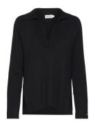 Essential Rib Polo Neck Sweater Tops Knitwear Jumpers Black Calvin Klein