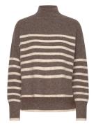 Onlfridi Life Ls Stripe High Neck Knt Tops Knitwear Turtleneck Brown ONLY