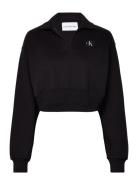 Label Polo Collar Sweatshirt Tops Sweatshirts & Hoodies Sweatshirts Black Calvin Klein Jeans