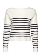 Boat-Neck Knitted Sweater Tops Knitwear Jumpers White Mango