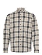 Checked Twill Structure Shirt Tops Overshirts Cream Lindbergh