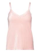 Cami Rib Velours Vneck Lace Tops T-shirts & Tops Sleeveless Pink Hunkemöller