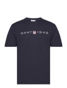 Printed Graphic Ss T-Shirt Tops T-Kortærmet Skjorte Navy GANT