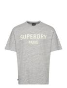 Luxury Sport Loose Tee Tops T-Kortærmet Skjorte Grey Superdry