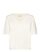 Viscose T-Shirt Tops T-shirts & Tops Short-sleeved White Rosemunde