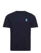 Regular Owl Chest Embroidery T-Shir Tops T-Kortærmet Skjorte Navy Knowledge Cotton Apparel