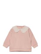 Sweatshirt Collar Embroidery A Tops Sweatshirts & Hoodies Sweatshirts Pink Lindex