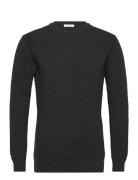 Vagn Regular Bubble Knit Crew Neck Tops Knitwear Round Necks Black Knowledge Cotton Apparel