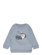 Printed Cotton Sweatshirt Tops Sweatshirts & Hoodies Sweatshirts Blue Mango
