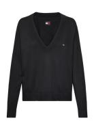 Tjw Essential Vneck Sweater Ext Tops Knitwear Jumpers Black Tommy Jeans