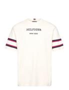 Monotype Sleeve Colourblock Tee Tops T-Kortærmet Skjorte Cream Tommy Hilfiger