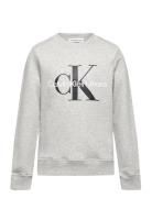 Ck Monogram Terry Cn Tops Sweatshirts & Hoodies Sweatshirts Grey Calvin Klein